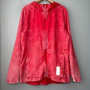 Adidas Size Medium Red Stonewash Jacket Windbreaker Sporty Streetwear Blokecore